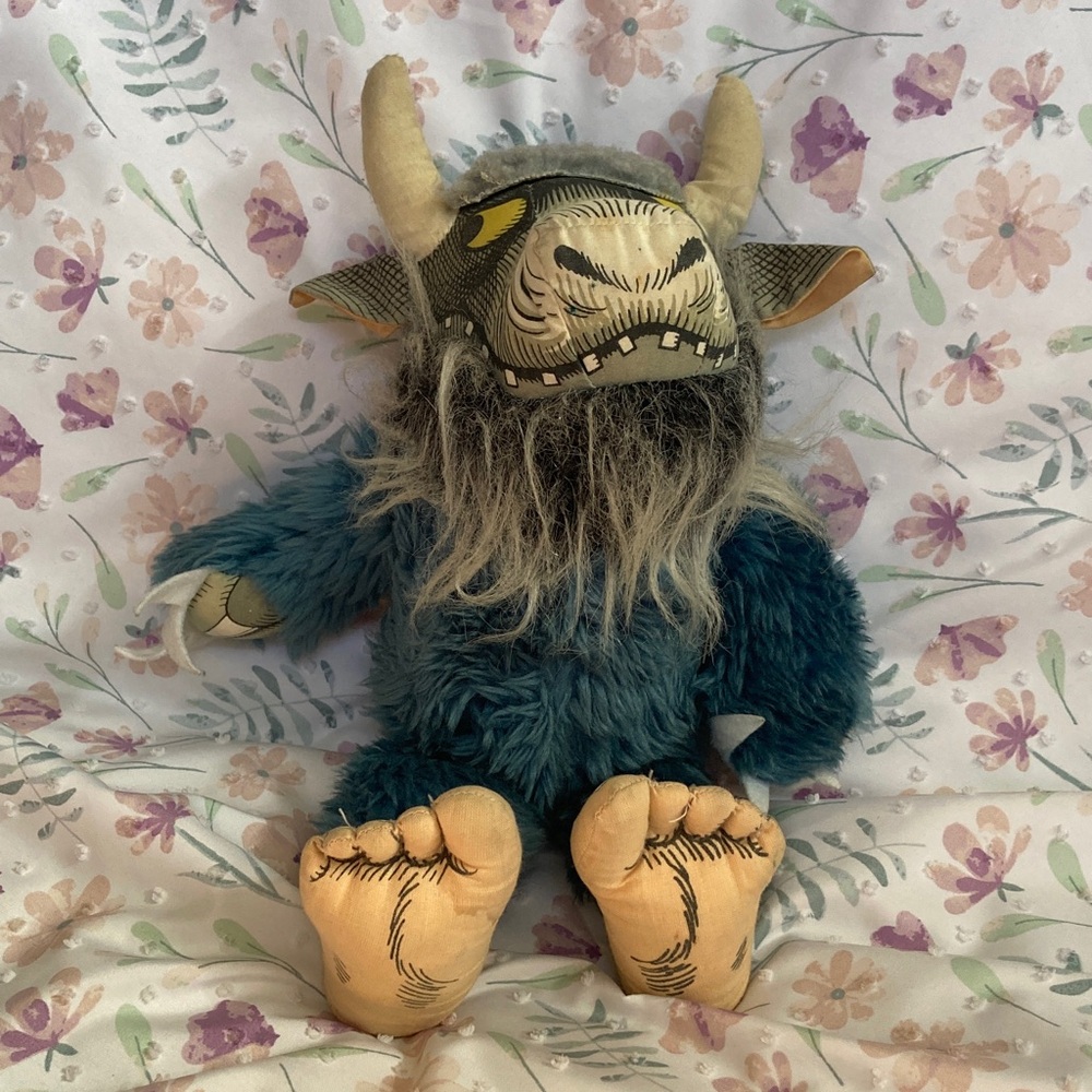 Vintage Where the Wild Things Are Plush Bernard 12in Blue 1980 Maurice Sendak